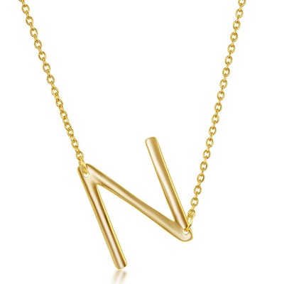 Bella Silver Sterling Silver Sideways Initial 18" Pendant Necklace - Available Colors: Silver, Gold