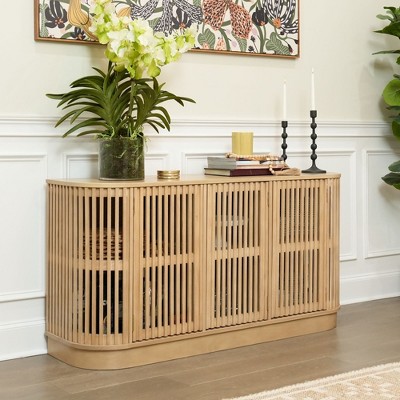 Plank+Beam Contour Solid Wood Sideboard with 3 Doors, 59" TV Stand for Living Room