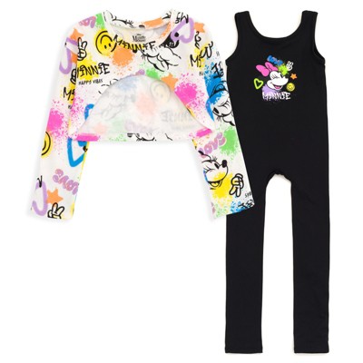 Disney Minnie Mouse Girls Jumpsuit and Fleece Shrug Outfit Set Little Kid to Big Kid
