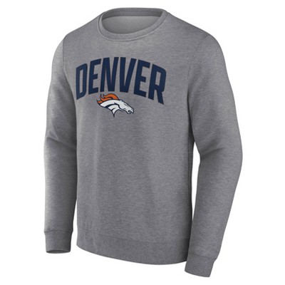 NFL Denver Broncos Men's Gray Crew Fleece Sweatshirt
