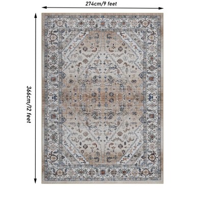 Area Rugs Rug for Living Room Washable Rug, Non Slip Water Repellent Floor Carpet, Low Pile Soft Vintage Rug for Bedroom Dining Room Indoor
