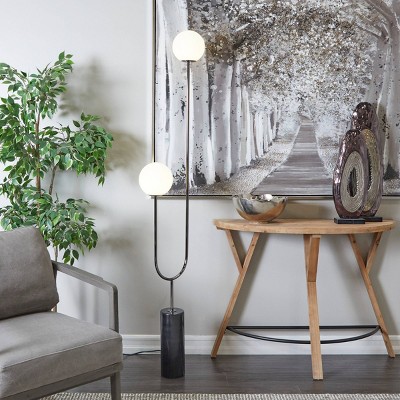 2-Light 73" x 16" Marble Orb Floor Lamp with Marble Base - Olivia & May