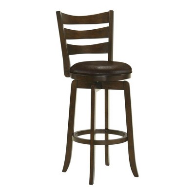 Simple Relax Upholstered Stool with Ladder Back in Dark Cherry and Brown
