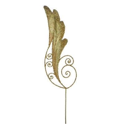 Allstate Floral Iridescent Glitter Angel Wing Christmas Pick - 38.5 - Gold