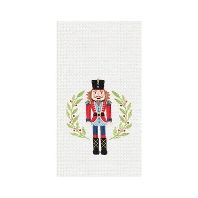 C&F Home Christmas Nutcracker Wreath Embroidered Waffle Weave Kitchen Dishtowel