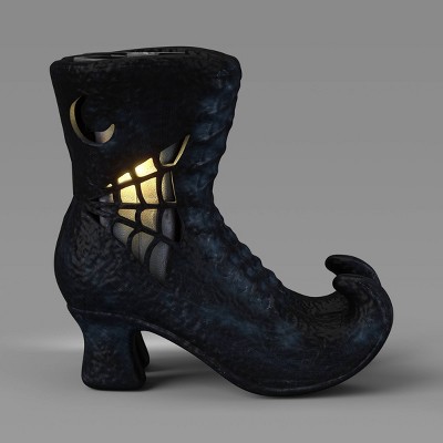 8.5" Small Witches Boot Blow Mold Planter Lit Halloween Decorative Prop Black - Hyde and EEK! Boutique™