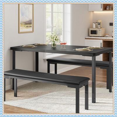 Jojoka 43.3" Breakfast Nook Table Set for 4 – Compact Kitchen Table with 2 Upholstered Benches, Space-Saving Dinette for Apartments & Small Homes