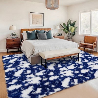 Soft Modern Cow Print Shaggy Area Rug Plush Fluffy Non Slip Large Living Room Rug