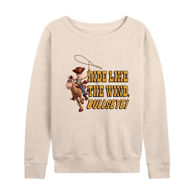Women's - Disney - Ride Like The Wind Lightweight French Terry Wide Neck Long Sleeve Graphic Shirt