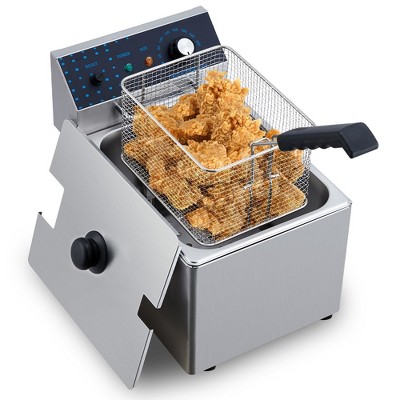 WhizMax Electric Deep Fryer Stainless Steel with Basket, 8L/8.45QT Countertop Fryers, 1600W Single Tank Electric Fryer