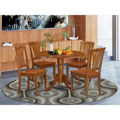 HomeStock Belmont Kitchen Table Set-Dining Table And 4 Kitchen Chairs, Saddle Brown