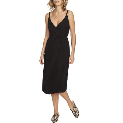 1.STATE Womens Solid Wrap Midi Dress