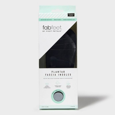 Fab Feet Women's by Foot Petals Plantar Fascia Insoles Cushion Black One Size - Size (6-11): Foam Shoe Inserts