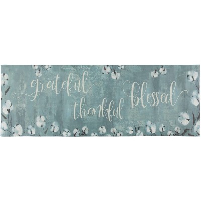 20"x55" Oversized Cushioned Anti-Fatigue Kitchen Runner Mat Grateful Thankful Bless - J&V Textiles: Indoor/Outdoor PVC Floor Mat