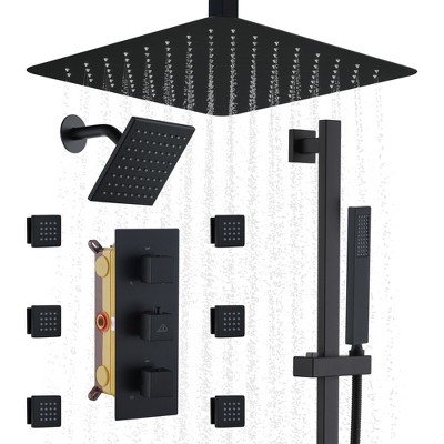 CASAINC 4 Function Single Handle 1-Spray Thermostatic Shower Faucet