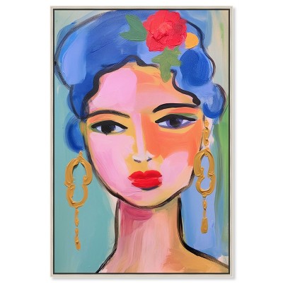 Art Remedy Violeta s Hair with Flowers Beach Life Inspired Wall Art Framed