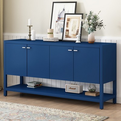 TIRAMISUBEST Functional Entryway Console Table Sofa Table with 4 Doors and Storage Shelves,Suitable for Study,Entrance and Living Room