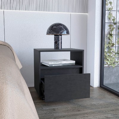 Depot E-Shop Nightstand 20"H, with One Open Shelf, 1 Drawer and Casters