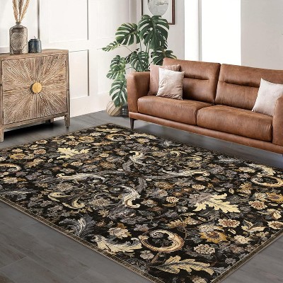 coucheta Multi-size Thin Foldable Vintage Area Rug, Washable Retro Printed Non-Slip Carpet, for Living Room, Dining, Office, Bedroom, Kitchen