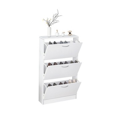 Karl Home 3 Flip Drawers White Particle Board 22.83in. W Shoe Cabinet