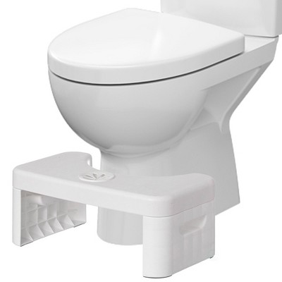 Basicwise Portable Squatting Bathroom Potty Stool, White Poop Foot Stool, 6.25” Toilet Assistance Foldable Step Stool with Freshener Space