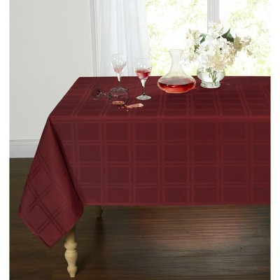 GoodGram Plaid & Tartan Stain Resistant & Spill-Proof Fabric Tablecloth - 6-8 Chairs, Burgundy