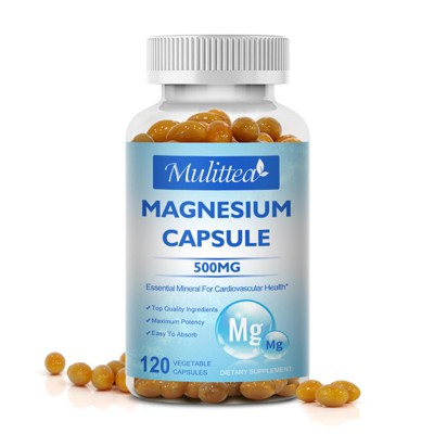 Mulittea Magnesium Capsules 500mg Supplement for Supports Muscle, Joint, and Heart Health - 60ct