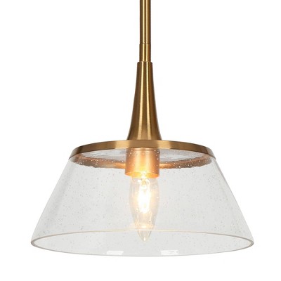 LNC Quoridan Polished Gold Pendant Lights Seeded Glass Linear LED Kitchen Island Light