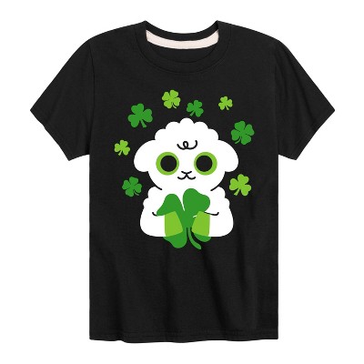 Boys' - Instant Message - St. Patrick's Day Sheep Holding a Shamrock Short Sleeve Graphic T-Shirt