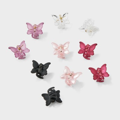Butterfly Claw Hair Clip Set 10pc - Wild Fable™ Red/Light Pink/Black