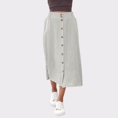 Women's Button Down Linen Skirt - LASCANA