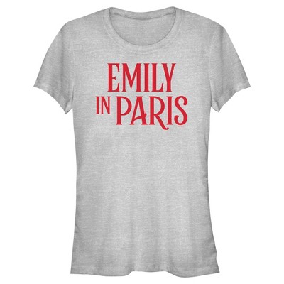 Juniors Womens Emily in Paris Red Logo T-Shirt