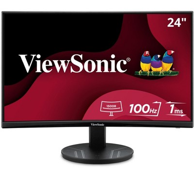 ViewSonic VA2416C 24" Full HD 1080p Frameless Curved Monitor with Variable Refresh Rate, Eye Care, HDMI, and DisplayPort Inputs for Home and Office