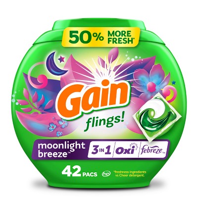 Gain Flings Moonlight Breeze HE Compatible Liquid Laundry Detergent Soap Pacs