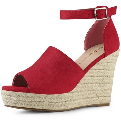 Allegra K Women's Espadrilles Platform Wedges Ankle Buckle Strap Sandals