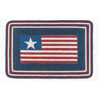 Earth Rugs USA Flag Oblong Patch Tread 20"x30" Rustic Farmhouse Americana Accent