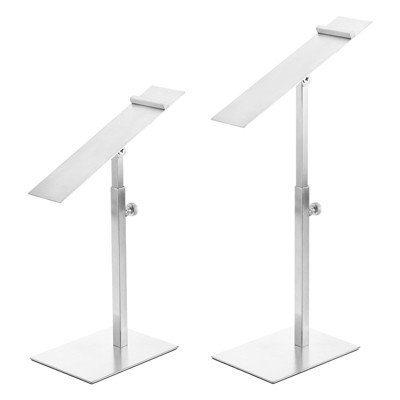 Unique Bargains Adjustable Height Metal Stainless Steel Shoe Display Stand 2 Pcs