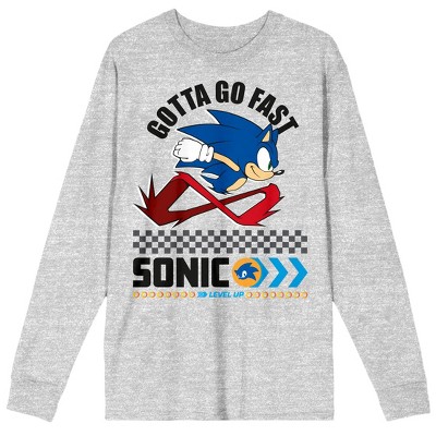 Sonic The Hedgehog Modern Gotta Go Fast Crew Neck Long Sleeve Athletic Heather Adult Tee