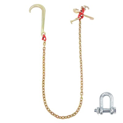 VEVOR J Hook Chain, 5/16" x 6' G80 15" Long Shank J Hook Tow Chain with RTJ Cluster Hook & Grab Hook, 5400 lbs Safe Working Load