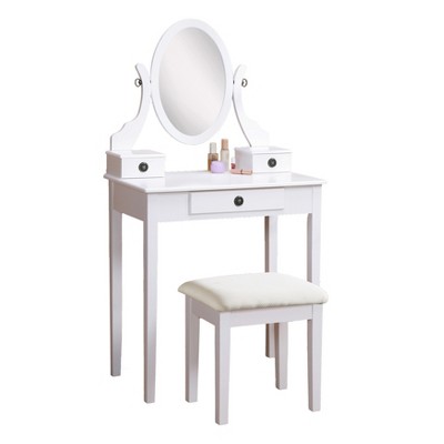 Gulches Elegant White Vanity Tables Set with Mirror
