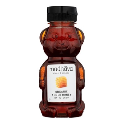 Madhava Honey Organic Honey Bear - Case of 6 - 12 oz