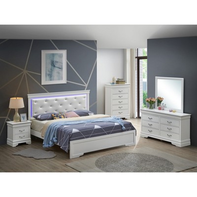 Queen Size Platform Bed with Upholstered Headboard for Bedroom
