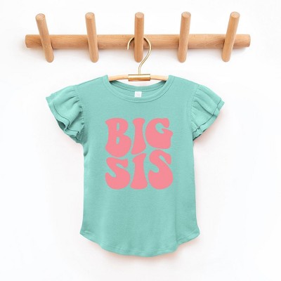 The Juniper Shop Big Sis Wavy Toddler Flutter Sleeve Tee