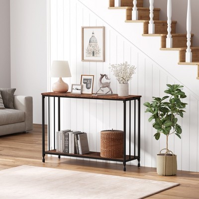 Entryway Table, 2-Tier Entryway Console Table, Narrow Sofa Table, Industrial Console Table for Hallway, Entryway, Living Room, Foyer