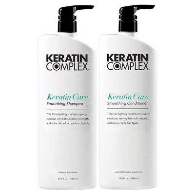 Keratin Complex KERATIN CARE Smoothing Shampoo & Conditioner Kit (33.8 oz XXL LITER) for Healthy-Looking, Smoothing, & Shiny Hair - DUO SET