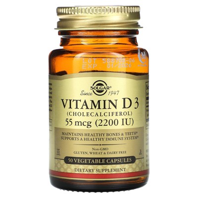 Solgar Vitamin D3, 55 mcg (2,200 IU), 50 Vegetable Capsules