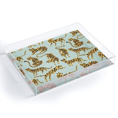 DorisciciArt autumn stripes Acrylic Tray - Deny Designs