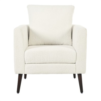 COWLOWN Modern Accent Chair, Upholstered Armchair with Pillow, Wooden Legs, Reading Chair for Living Room, Bedroom & Reception