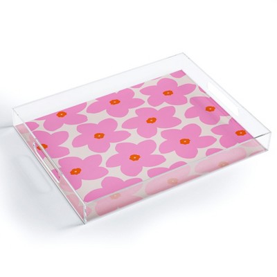 Daily Regina Designs Abstract Retro Flower Pink Acrylic Tray - Deny Designs