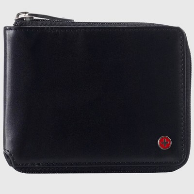 Alpine Swiss Logan Zipper Bifold Wallet | All-Around Zip Closure | 13 Card Slots 2 Bill Sections | RFID Protected Premium Leather | Gift Box